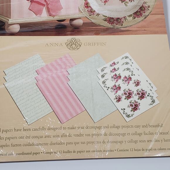 Plaid Company Decoupage Sheet Papers  CABBAGE ROSES New in Pkg 2003 Lot of 2 - Picture 3 of 7